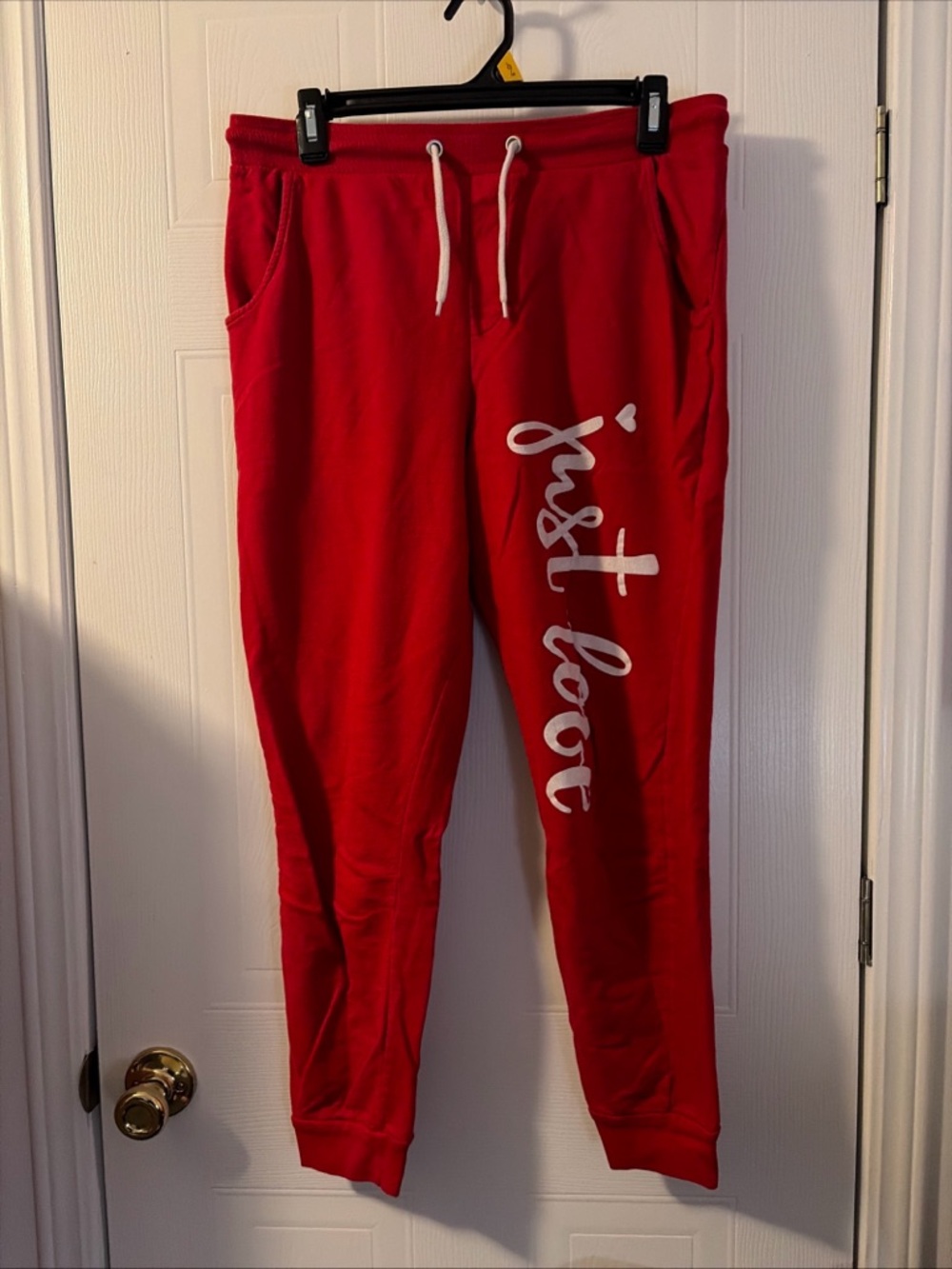 On Fire Ladies Red/white “One Love” 1X Joggers